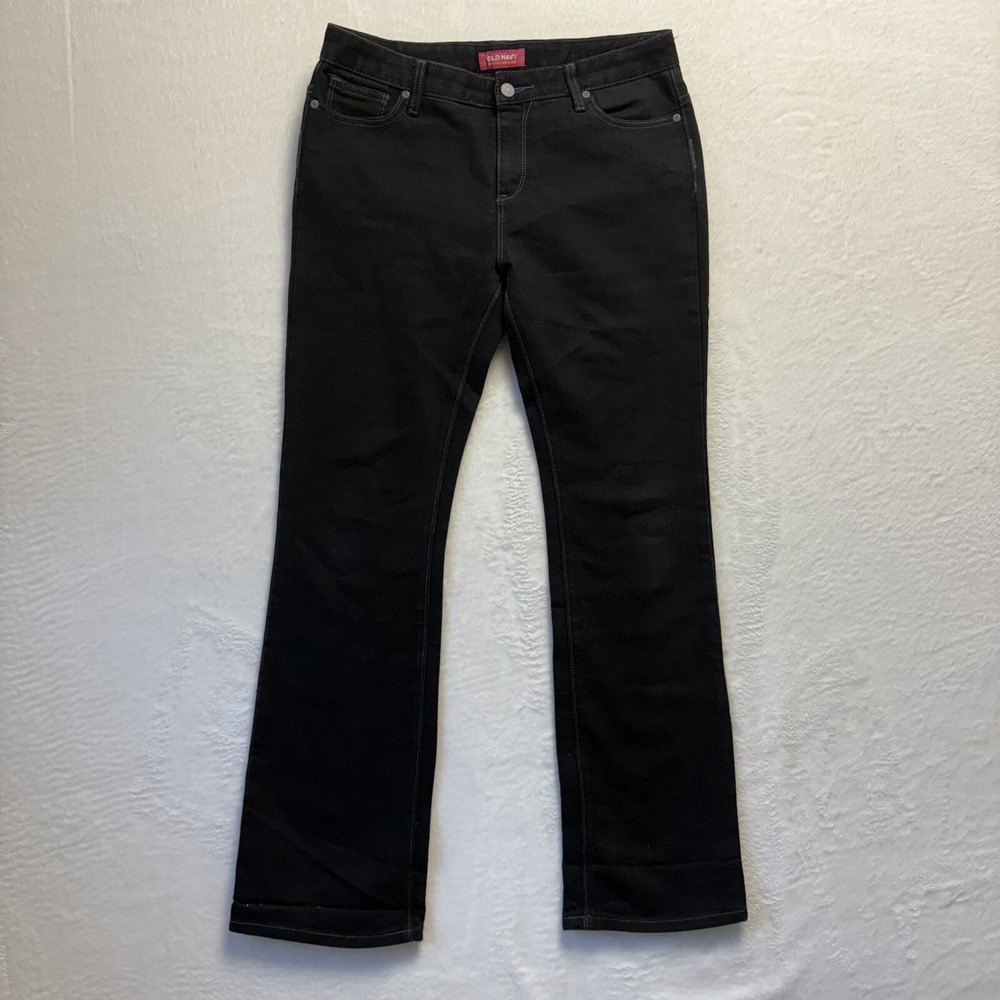 Old Navy Women Sz 16 Plus Bootcut Jeans Black Stretch‎ Adjustable Waist Denim